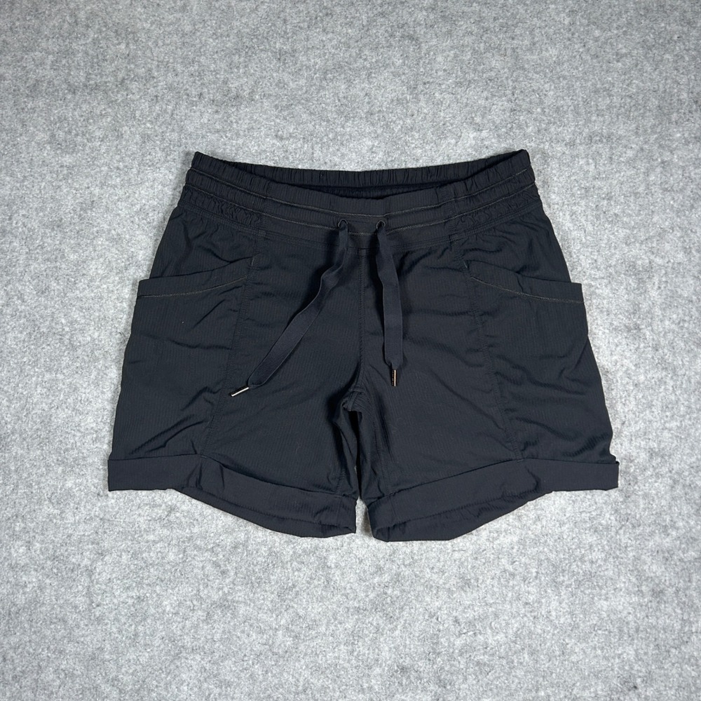 Lululemon Athletic Shorts womens 9 Black On The Fly Woven Workout Running
